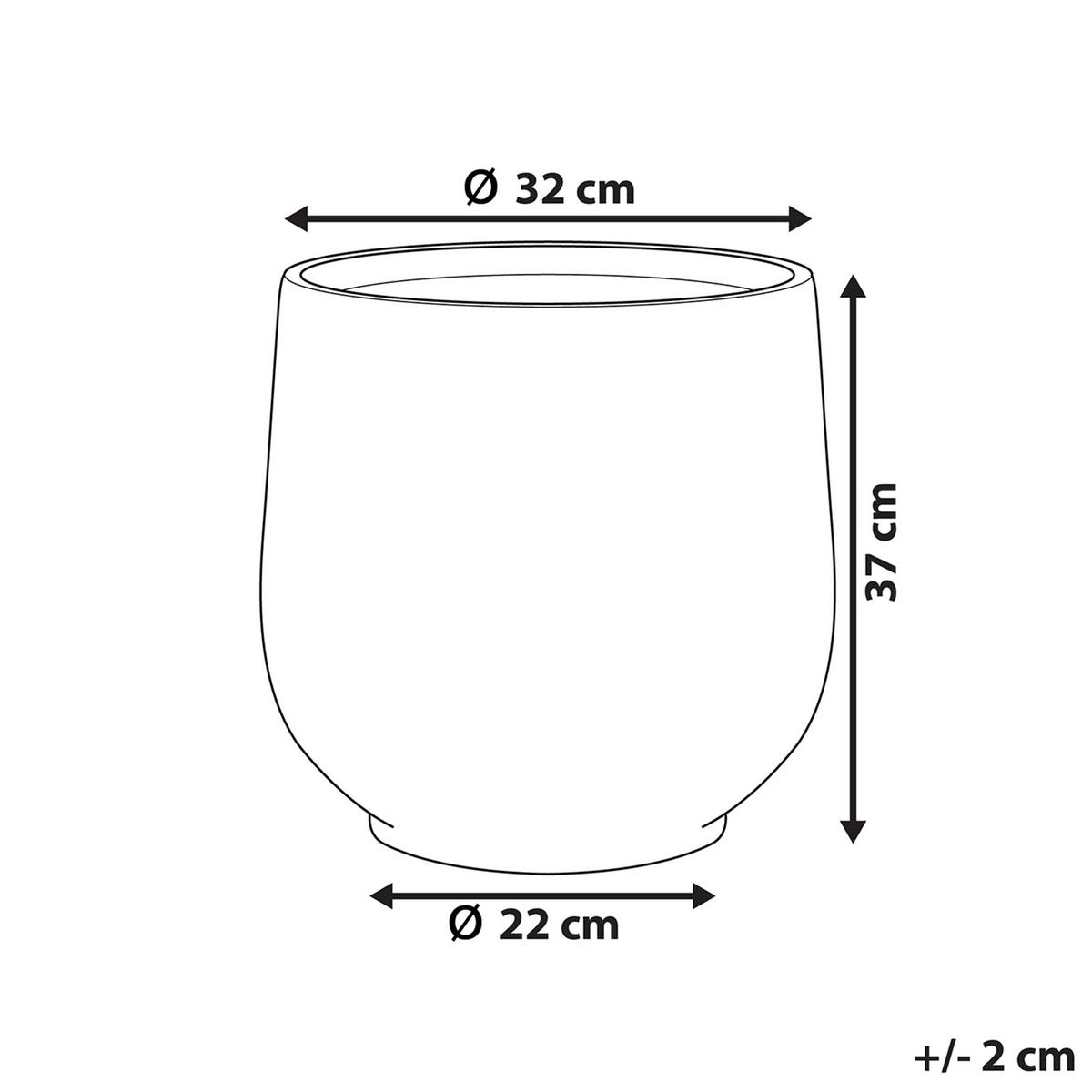 BLUMENTOPF hellgrau rund 32/32/37 cm Dioni - Hellgrau, Naturmaterialen (37cm) - Beliani