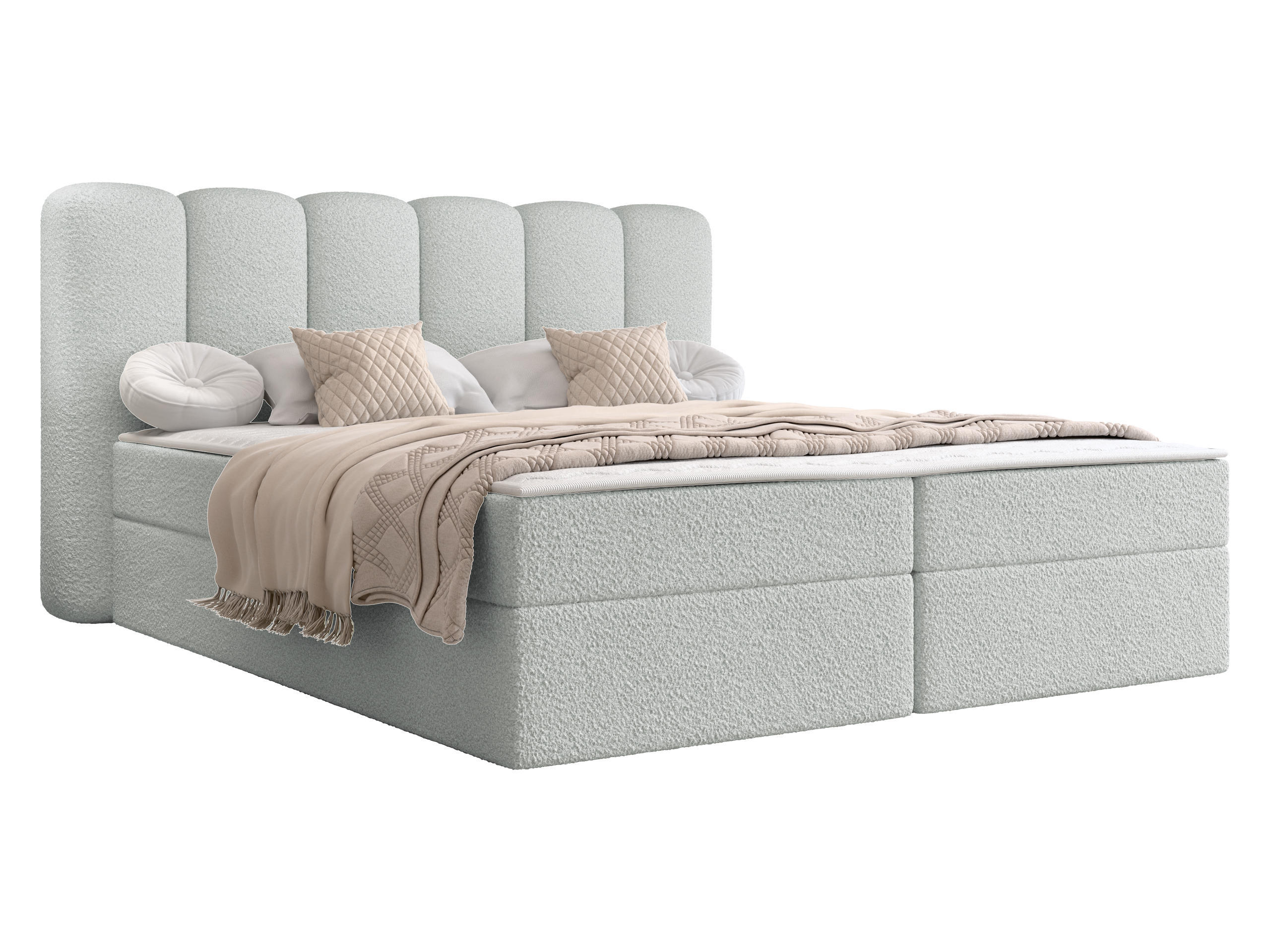 BOXBETT Softi 1 Boucle - H3 - Hellgrau/Schwarz, Holz/Holzwerkstoff (140/200cm) - MIRJAN24