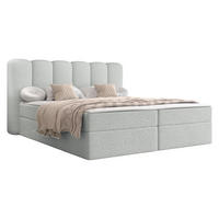 BOXBETT Softi 1 Boucle - H3 - Hellgrau/Schwarz, Holz/Holzwerkstoff (140/200cm) - MIRJAN24