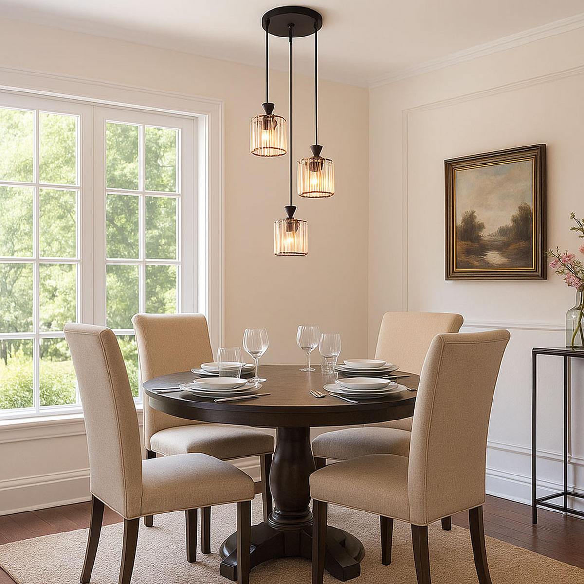 HÄNGELEUCHTE Metall Schwarz Kristalle - Schwarz, Metall (32/32/120cm) - Globo Lighting