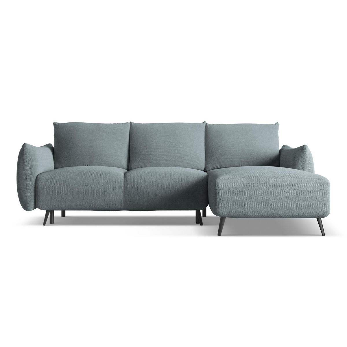 ECKSOFA mit Schlaffunktion Chenille Stoff Blau - Blau/Blaugrau, Textil/Metall (242/162cm) - LaMiaSofa