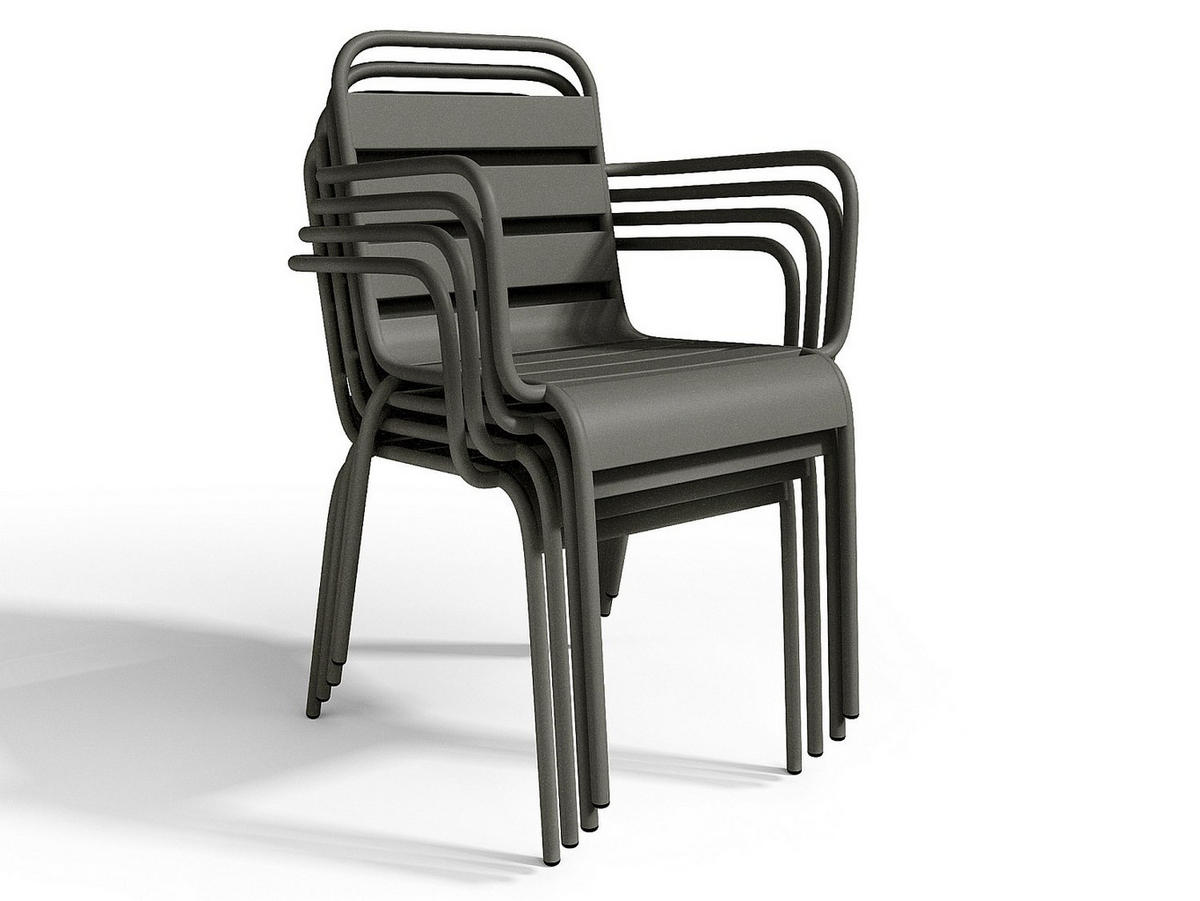 GARTENESSGRUPPE im Set - 4 -Sitzer - Stahl - anthrazitgrau - MIRMANDE - Anthrazit, Metall - Vente-Unique