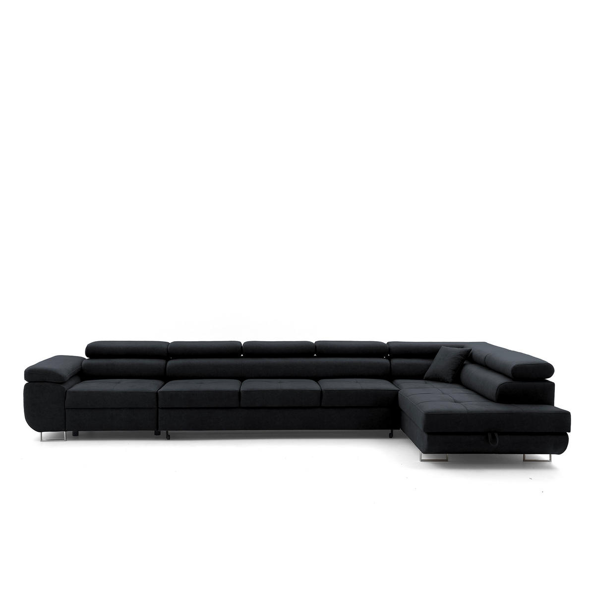 ECKSOFA WILD XXL Rechts mit Schlaffunktion 125x240 Velours Graphit - Silberfarben/Graphitfarben, Holz/Textil (200/400cm) - Muffo