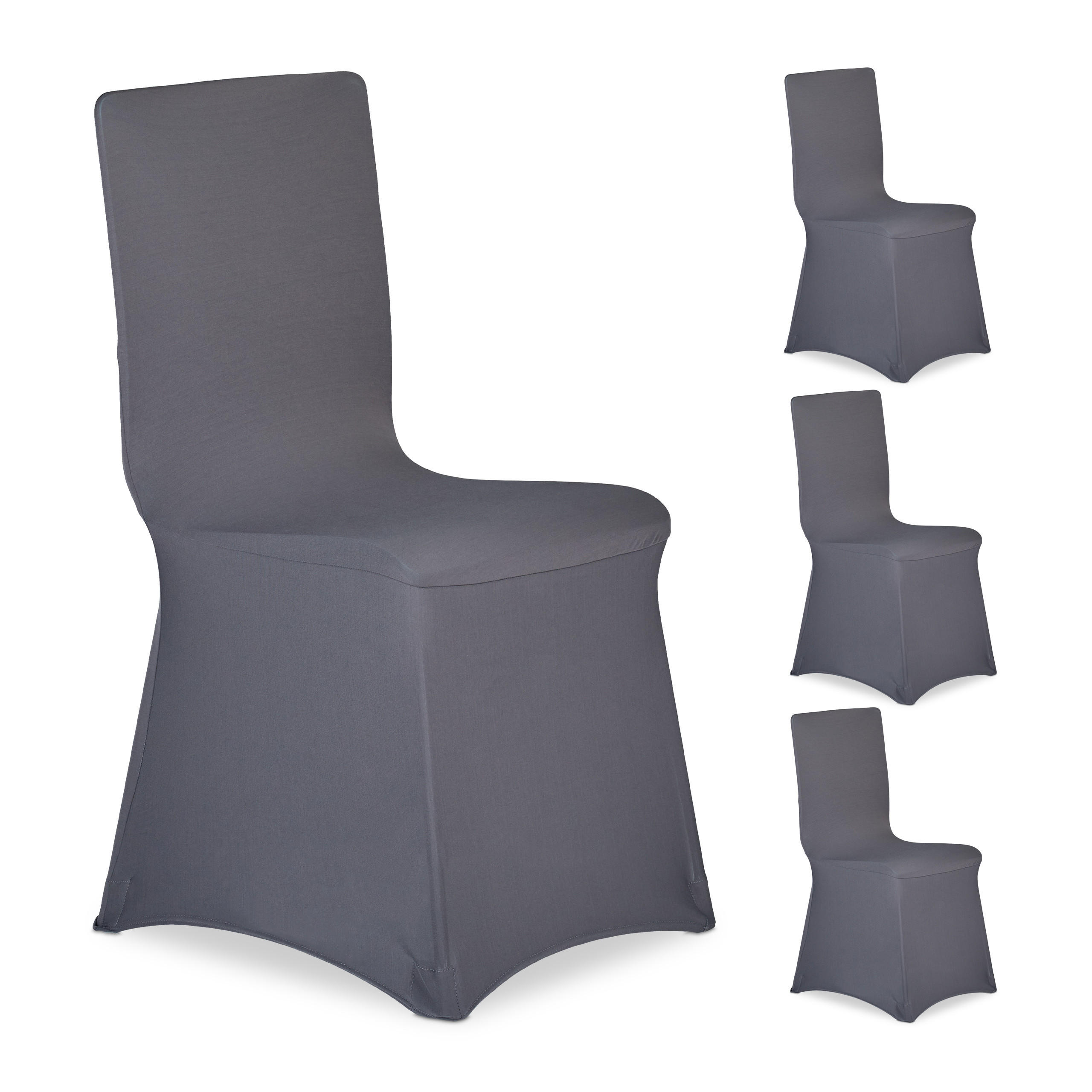 Relaxdays NÁVLEKY Antracit 4ks-set na židle Polyester Elastan