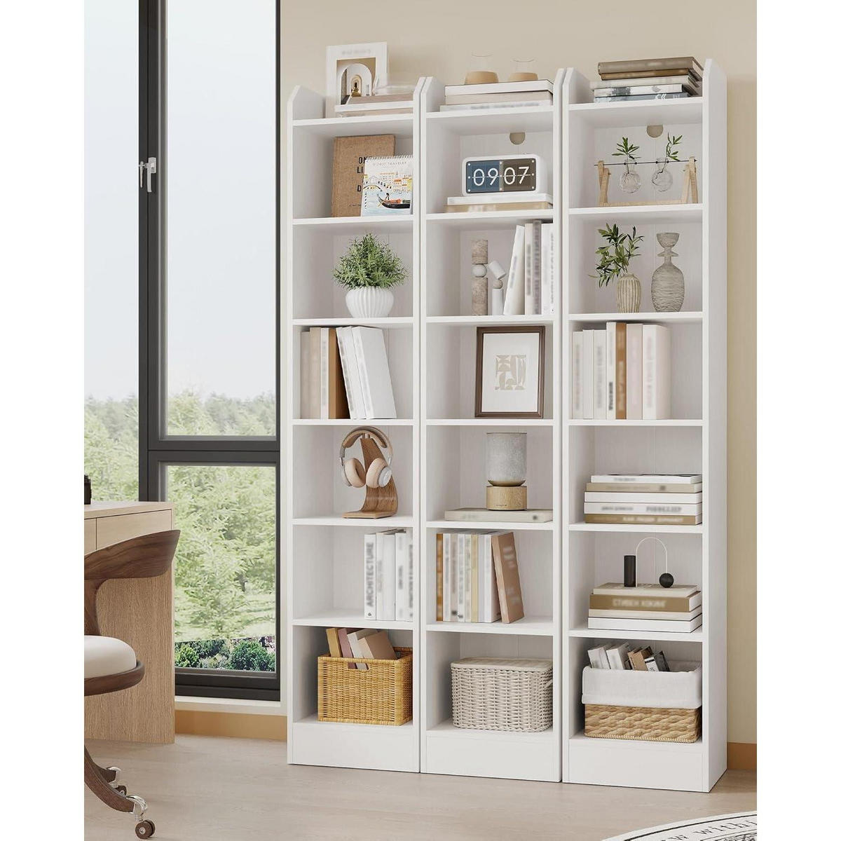 BÜCHERREGAL Standregal 7-stöckig Weiß 24 x 30 x 198 cm - Weiß, Holzwerkstoff (24/198/30cm)