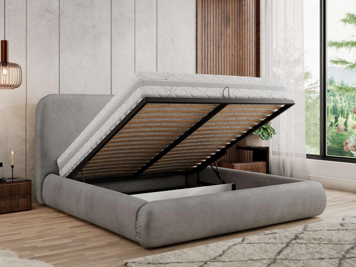 POLSTERBETT BENEA CLASSIC 140/200 - Hellgrau Velvet - ohne Matratze - Hellgrau, Textil (140/200cm) - MKS