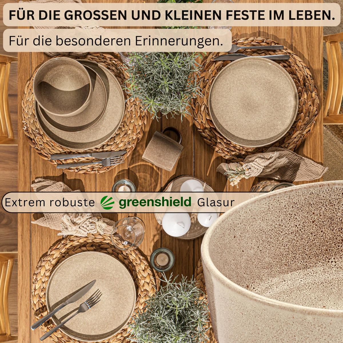 SCHALEN SET KAIRO MOCHA - 6 teilig aus Steingut - Beige, Keramik (38.5cm) - Sänger