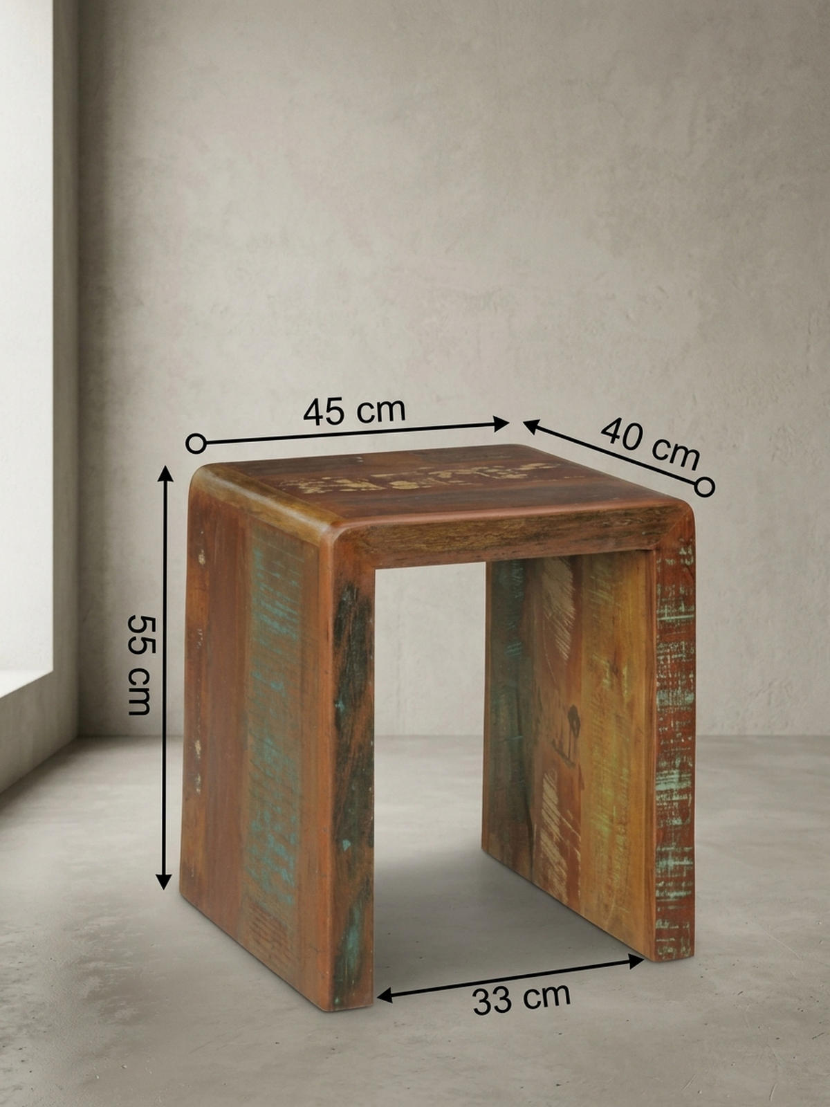 BEISTELLTISCH – Mango Massivholz Shabby Chic 30 kg belastbar - Braun, Holz (40/45/55cm) - KADIMA DESIGN