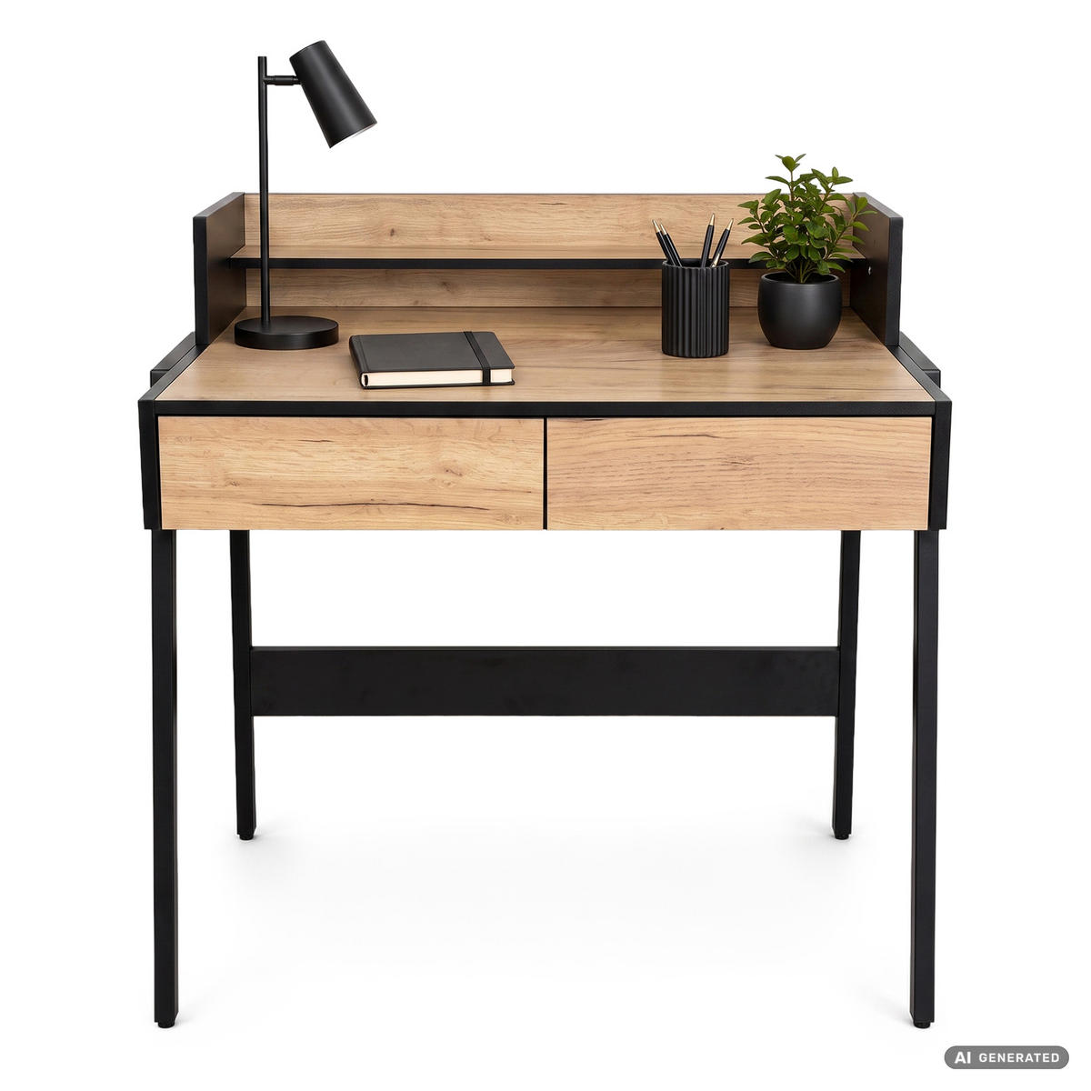 SCHREIBTISCH FLUX 78 cm Craft Eiche - Eichefarben/Schwarz, Holzwerkstoff (78/48/95cm) - Akord