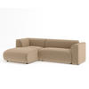 ECKSOFA Melani Beige Samtstoff - Beige/Schwarz, Holz/Holzwerkstoff (253/153cm) - Maison de Reve