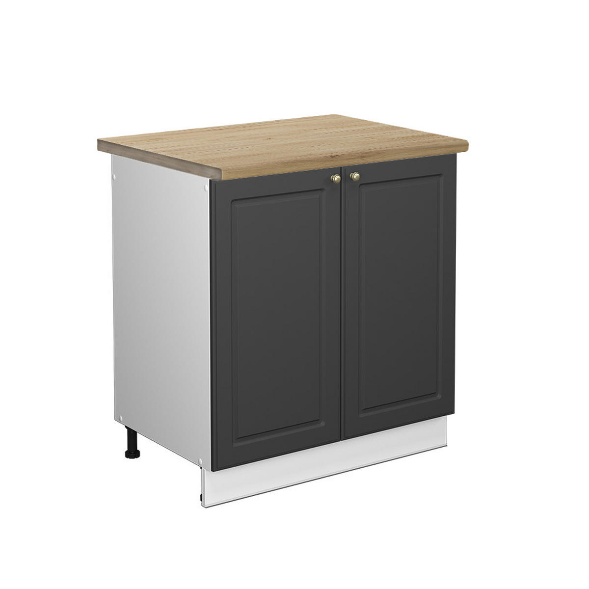 SPÜLENUNTERSCHRANK Fame-Line Anthrazit-Gold 80 cm, AP Eiche - Anthrazit/Weiß, Holzwerkstoff (80/82/60cm) - Vicco