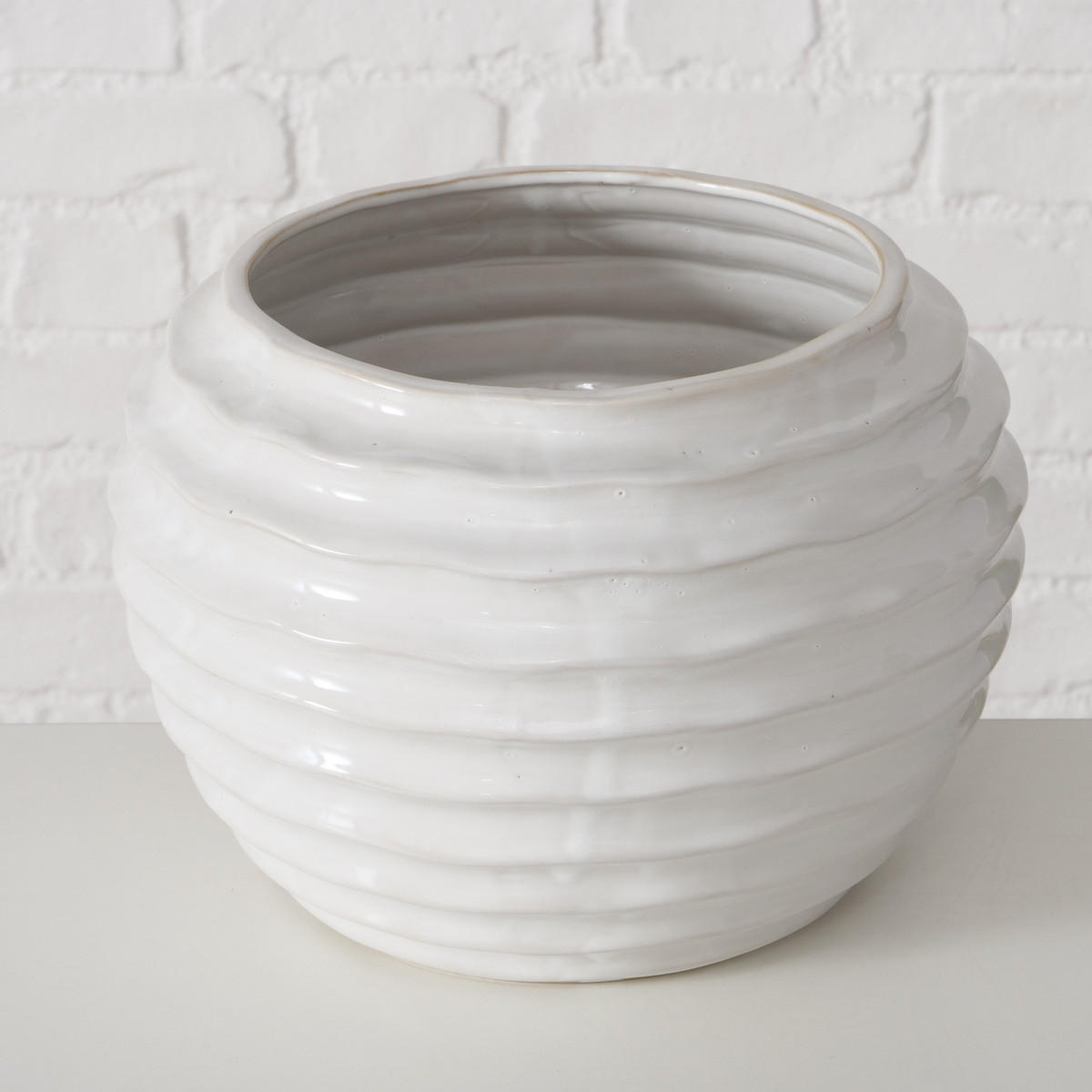 KERAMIKVASE Nanny Ø 17 cm - Weiß, Keramik (17cm) - Boltze Home