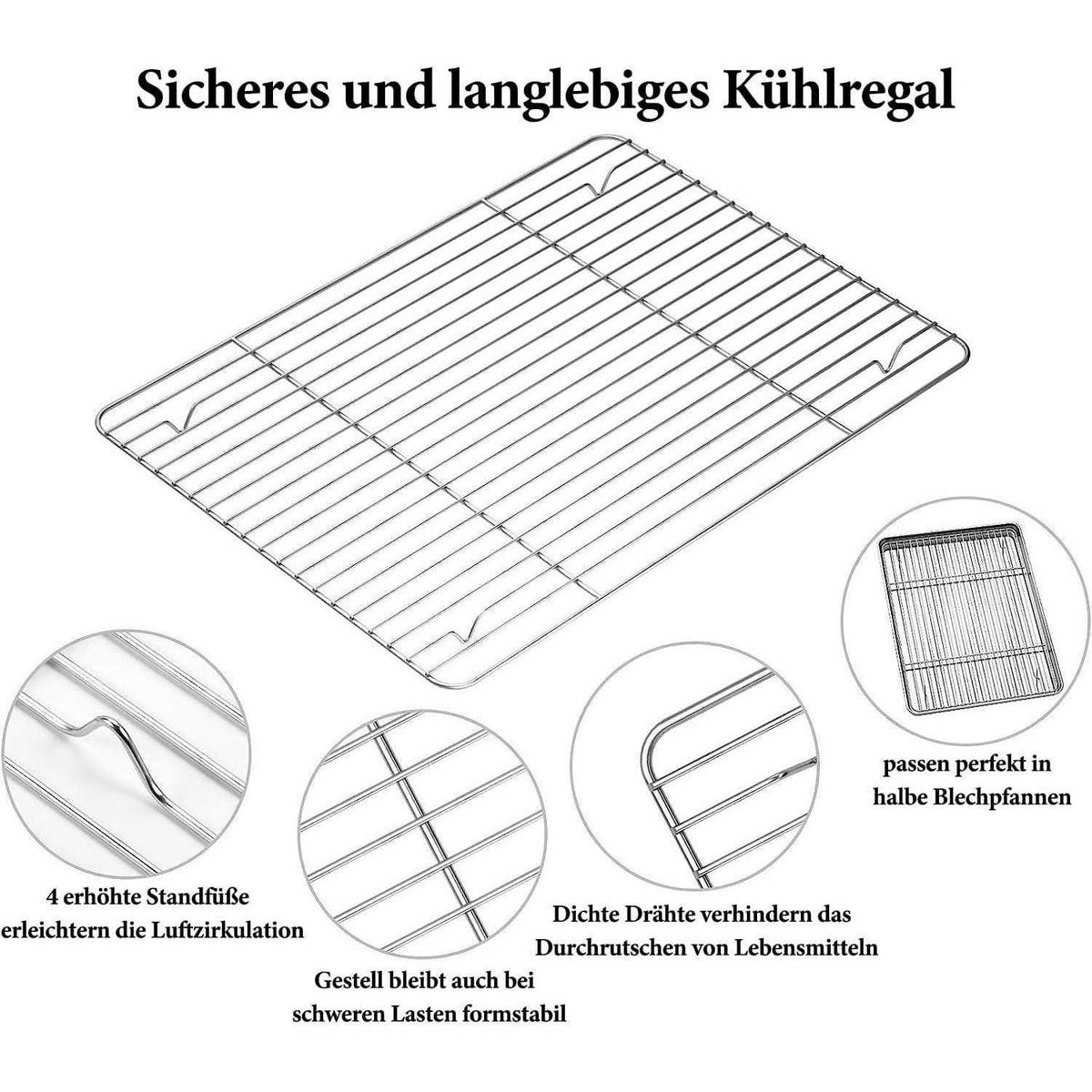 BACKBLECH mit Abkühlgitter 2-teiliges Set 40.5 x 30.5 cm - Silberfarben, Metall (12/3/16cm)