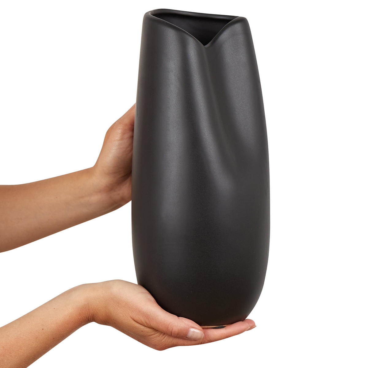 DEKOVASE Steinzeug schwarz Derbe - Schwarz, Stein (32cm) - Beliani