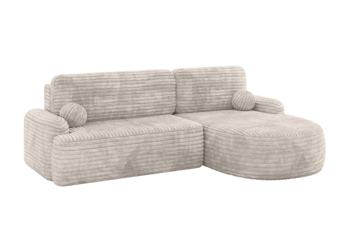 WOHNLANDSCHAFT mit Schlaffunktion und Bettkasten LIRA-L - 264x172x89 Creme - Creme, Holzwerkstoff/Textil (172/264cm) - ALTDECOR