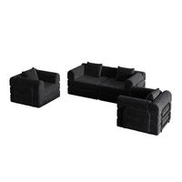 SCHLAFSOFA 2-in-1 aus Chenille mit Armlehnen-Staufach, 91,4/183,8/69,8 cm, Schwarz - Schwarz, Textil (91.4/69.8/183.8cm) - Redom
