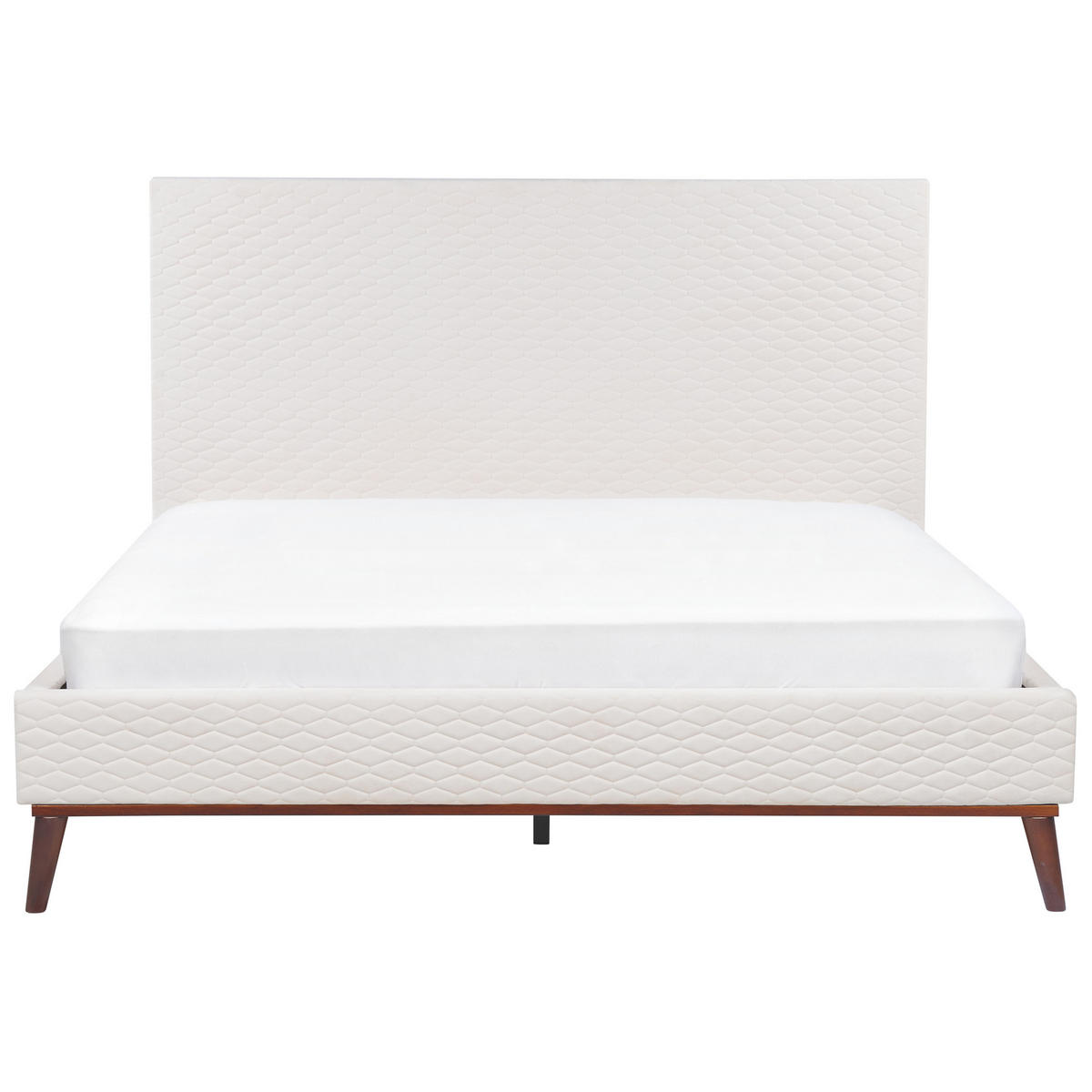 POLSTERBETT mit Lattenrost 160x200 cm Weiß Bayonne - Creme, Textil (160/200cm) - Beliani