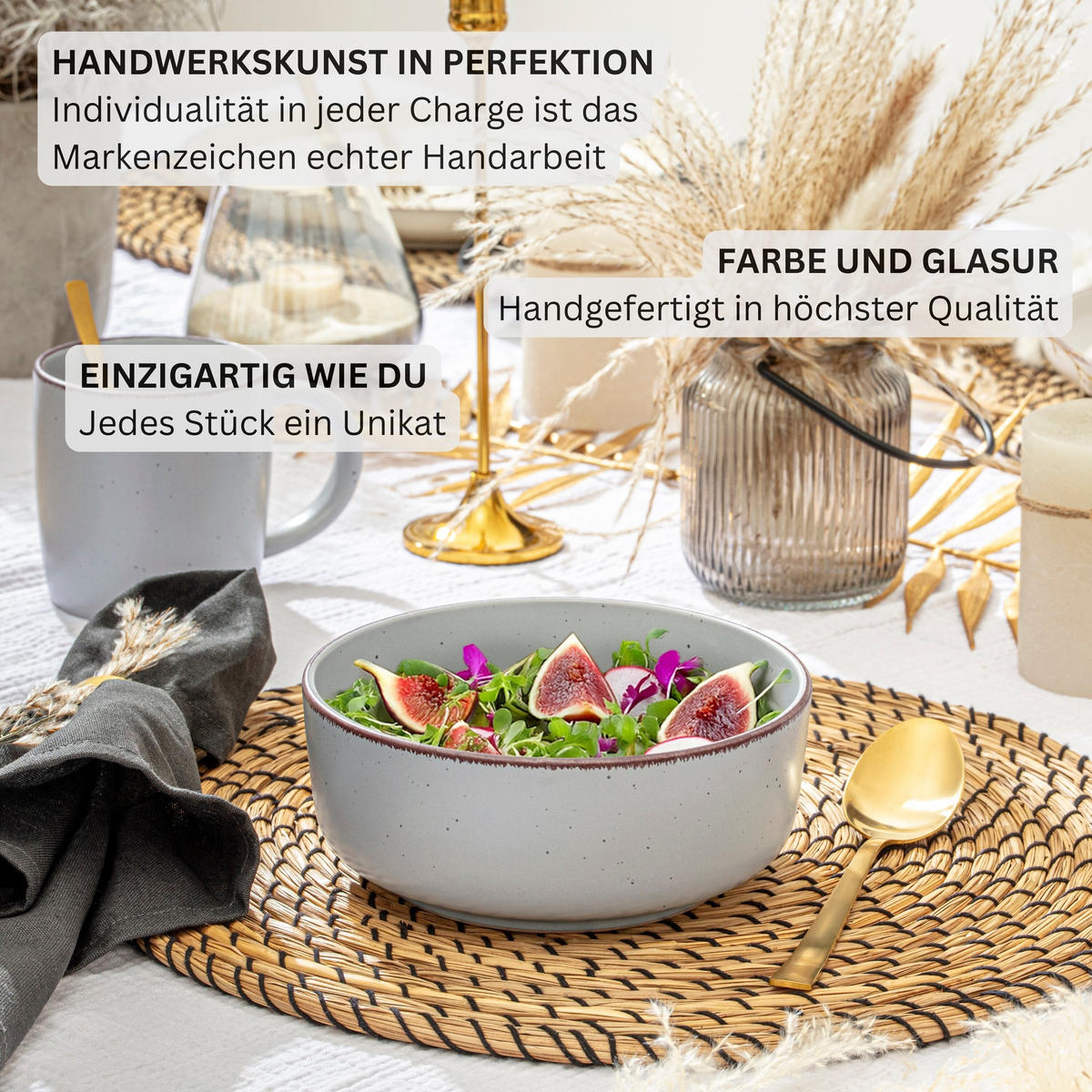 SCHALEN BOMBAY STONE - 4 teilig aus Steingut - Hellgrau, Stein (16.5/16.5/6.5cm) - Sänger