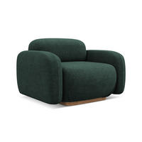 SESSEL Bouclé Stoff Grün - Dunkelgrün/Braun, Holz/Textil (110/73/95cm) - Makamii