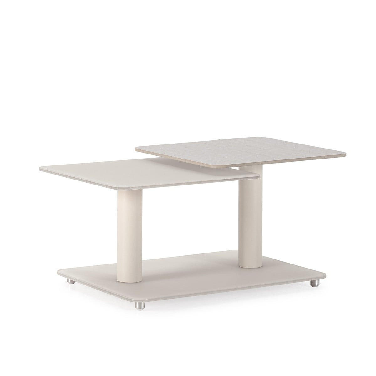 COUCHTISCH mit quadratischen Glasplatten 54/42,8/114,6 cm - Beige, Glas (66.5/54/42.8cm) - Calicosy