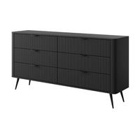 KOMMODE mit Schubladen Brando, 163 cm, Schwarz - Schwarz, Holz/Metall (163/81/38cm) - Emporius