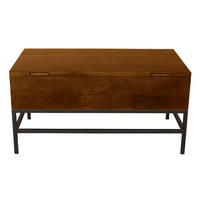 COUCHTISCH Industriell Hochklappfunktion Massiv Mangoholz Schwarzes Metall L90 YPSTER - Braun, Holz (90/50/45cm) - Miliboo