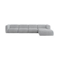 ECKSOFA Ottomane Rechts MIRA-L3 409x179x70 Grau Cord - Blaugrau/Schwarz, Holzwerkstoff/Kunststoff (409/179cm) - ALTDECOR