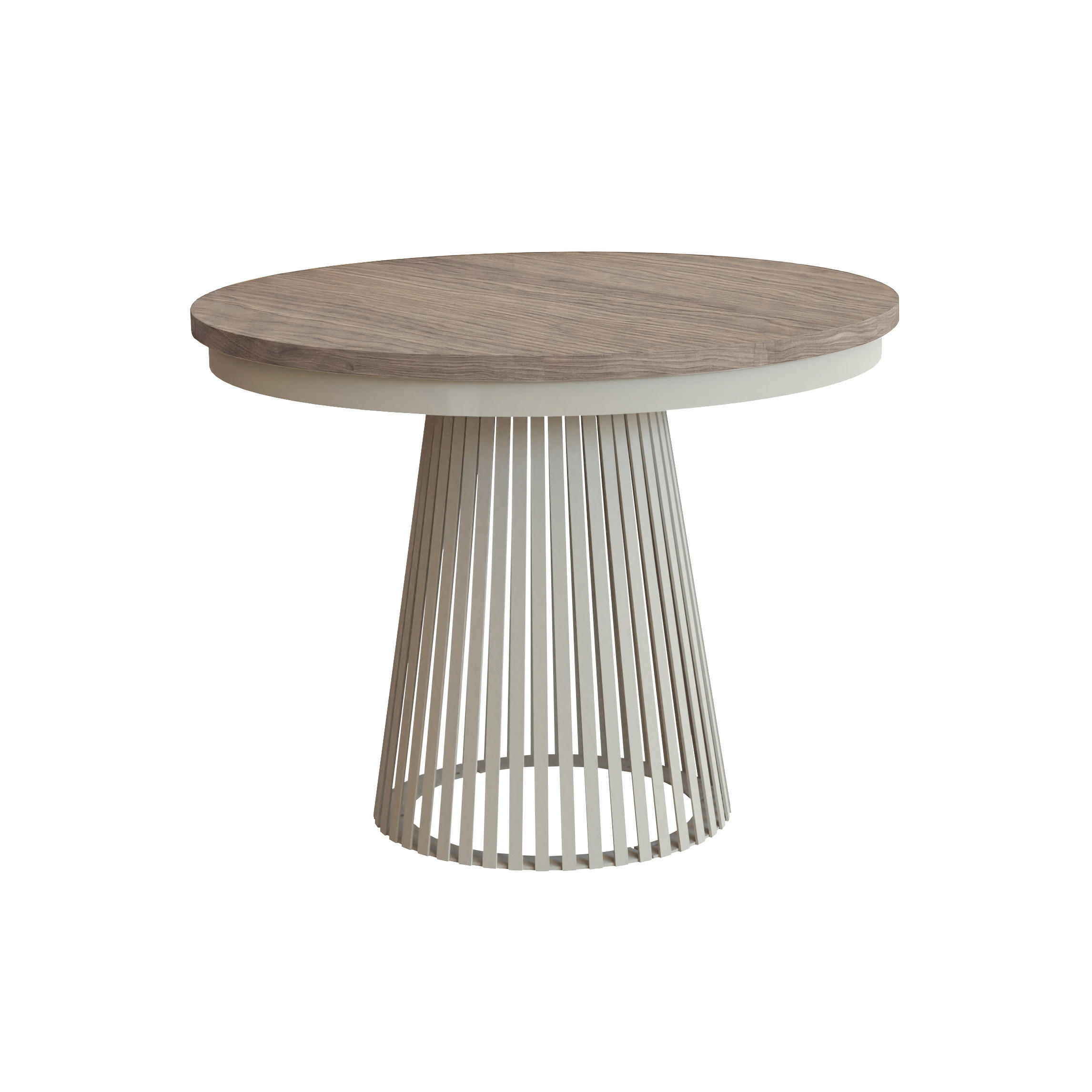 ESSTISCH Lumi, Runder, ausziehbar auf 180 cm, mit Metallbeinen, Walnussfarben+Kaschmir - Kaschmir/Walnussfarben, Metall (100/100/77cm) - Beautysofa