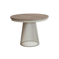 ESSTISCH Lumi, Runder, ausziehbar auf 180 cm, mit Metallbeinen, Walnussfarben+Kaschmir - Kaschmir/Walnussfarben, Metall (100/100/77cm) - Beautysofa