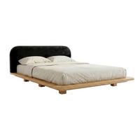 MASSIVHOLZBETT Eyko BORA, 180/200, Buche - lackiert, Samt-Kopfteil Schwarz - Buchefarben/Schwarz, Holz/Textil (180/200cm)