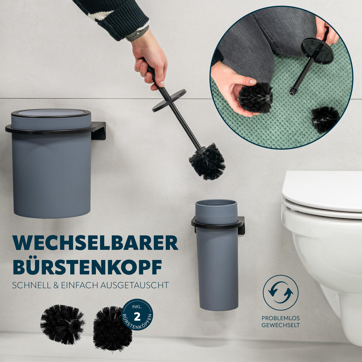 WC-GARNITUR SAVONA, grau, Kunststoff - Grau, Kunststoff (10/36.5/10cm) - bremermann