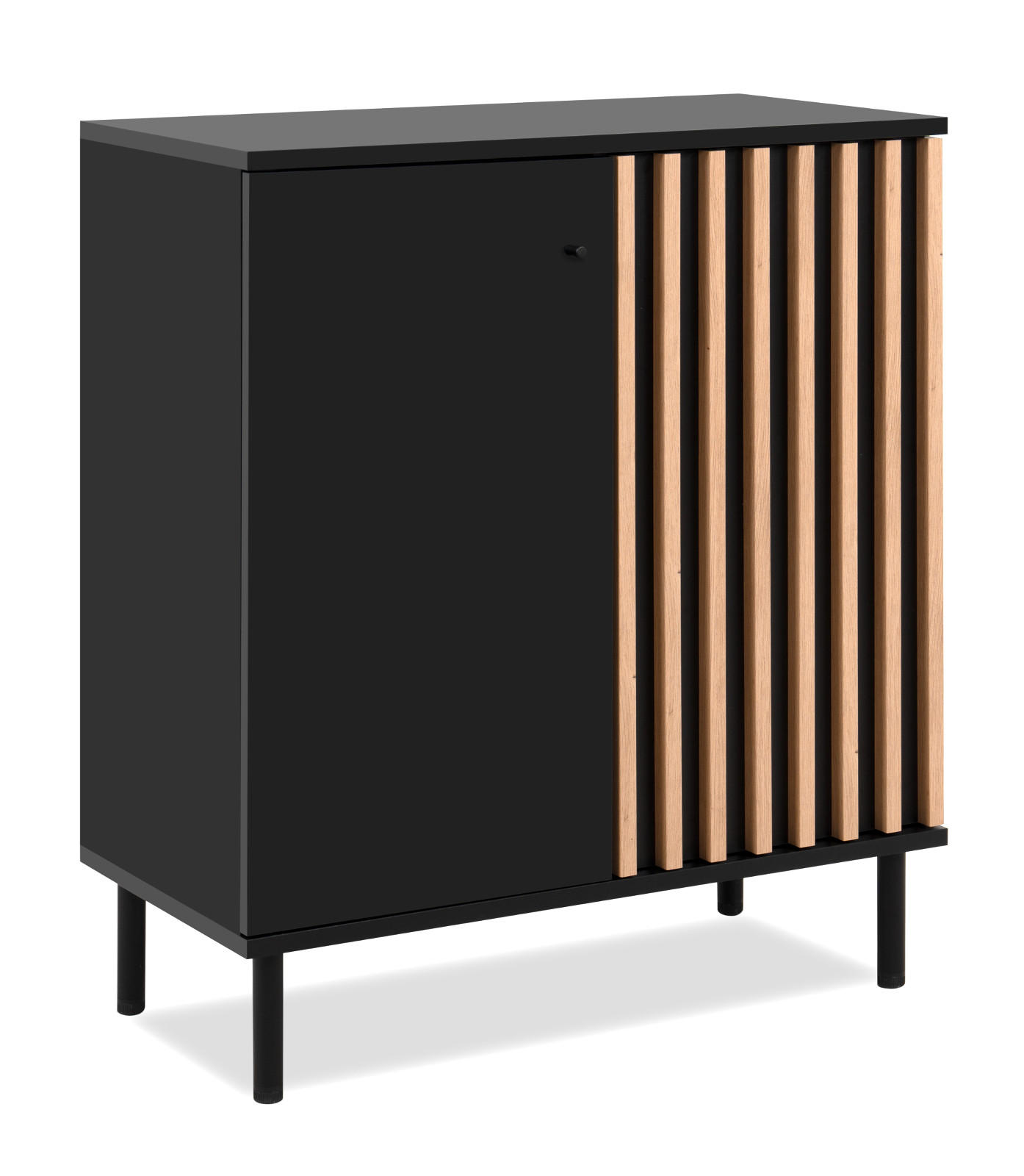 Furn.Design Kommode Schwarz, Eiche Artisan 80x90x40 cm