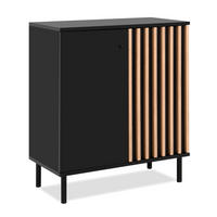 KOMMODE schwarz, Eiche Artisan 80 cm, Sideboard mit 3D-Lamellen - Schwarz/Eiche Artisan, Holzwerkstoff/Metall (80/90/40cm) - Furn.Design