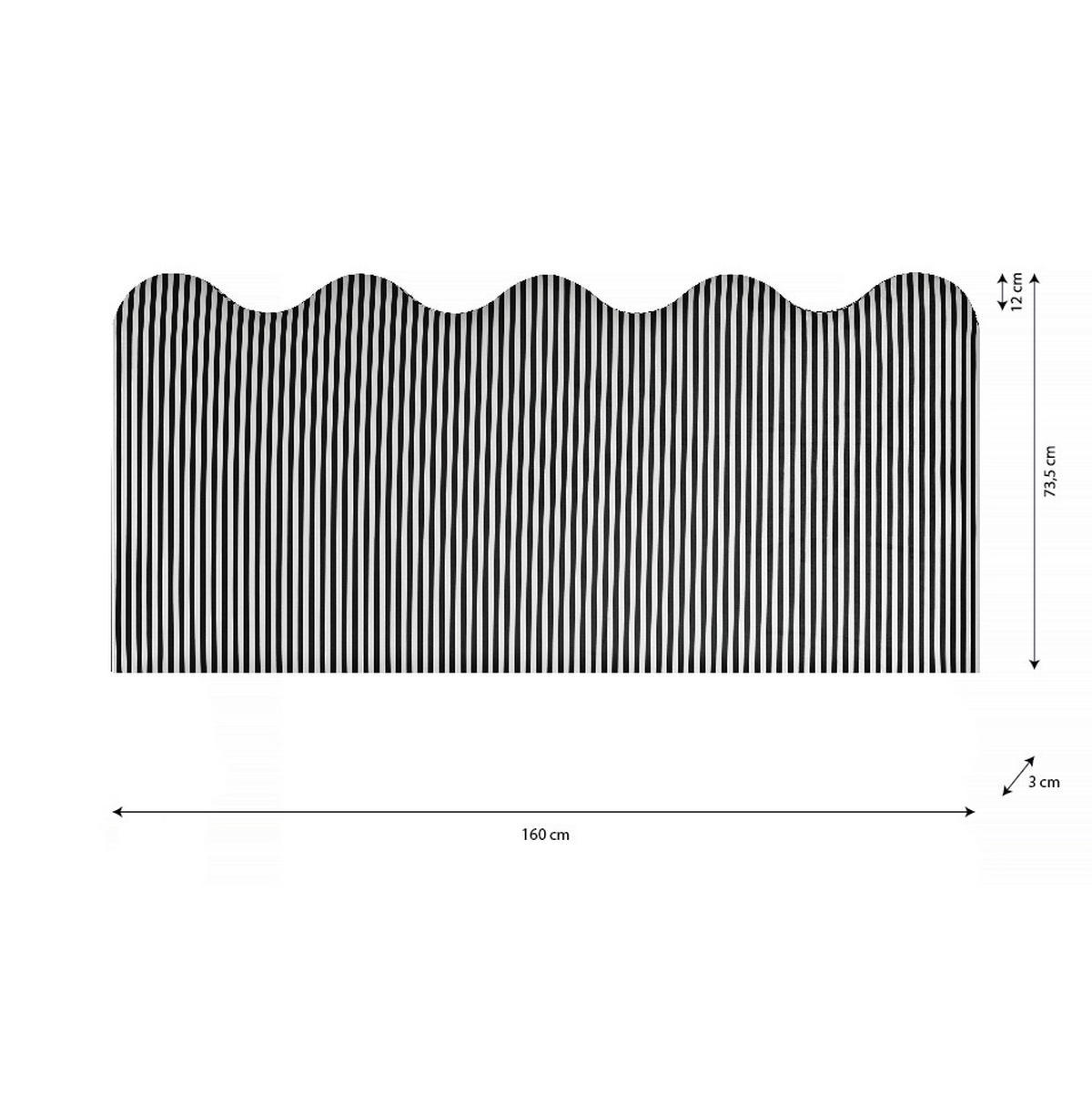 KOPFTEIL gewellt, weiß/schwarz 160x73,5cm - Weiß, Textil (160/74/3cm) - RNT By Really Nice Things