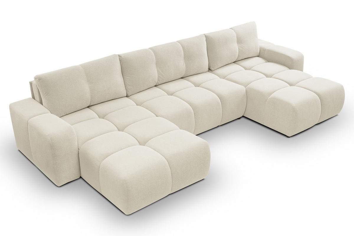 WOHNLANDSCHAFT Hosio Beige 359/177/88 cm mit Schlaffunktion - Beige/Schwarz, Kunststoff/Textil (359/88/177cm) - AX Living