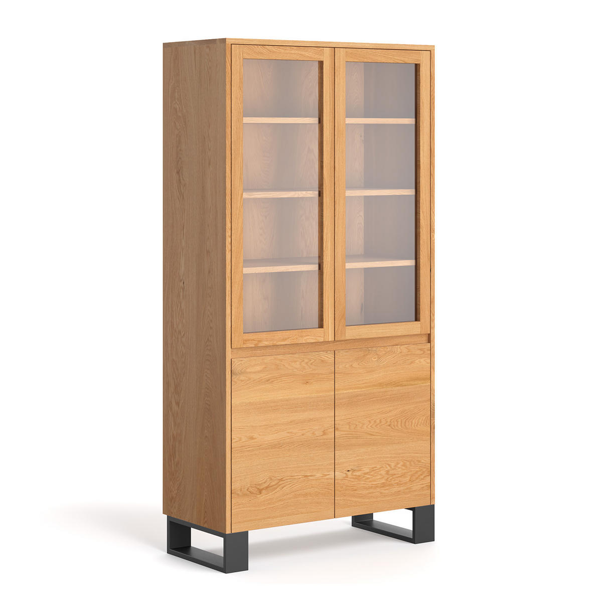 VITRINE Horizon aus massivem Eichenholz 100 cm - Eichefarben/Naturfarben, Holz (100/200/45cm) - Danzz