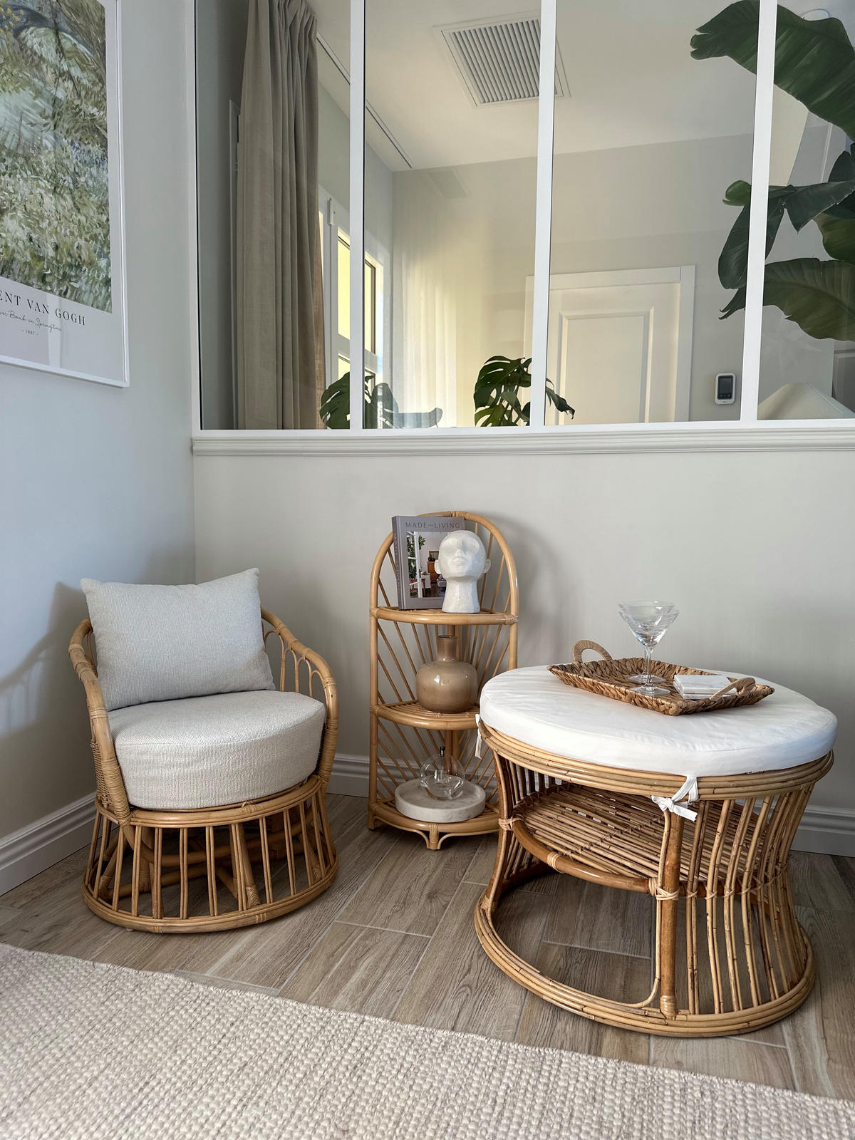 POUF Rattan Beige - Beige, Holz (70/52.5/70cm) - Nordlys