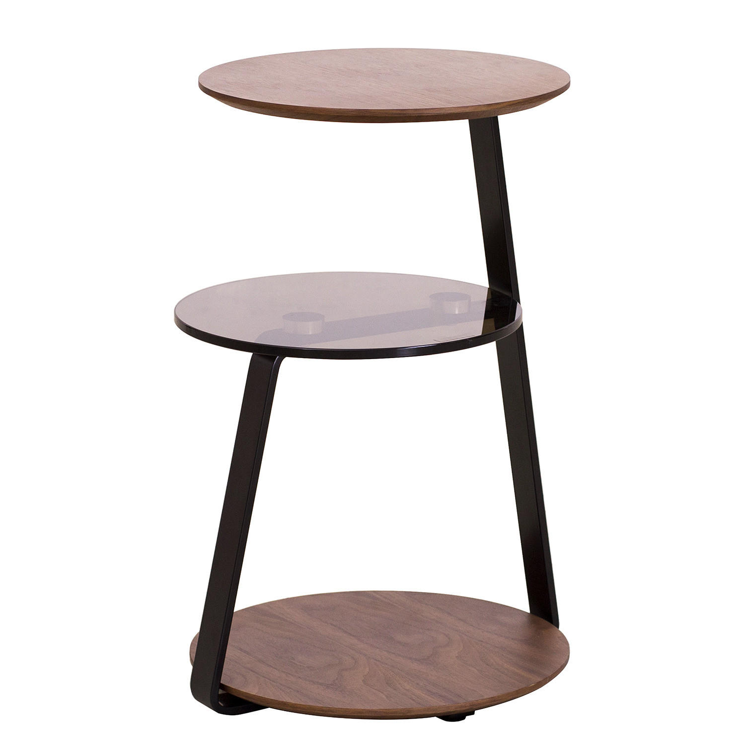 BEISTELLTISCH - Echtholzfurnier / Stahl - Braun, Metall (39/39/58cm) - home24