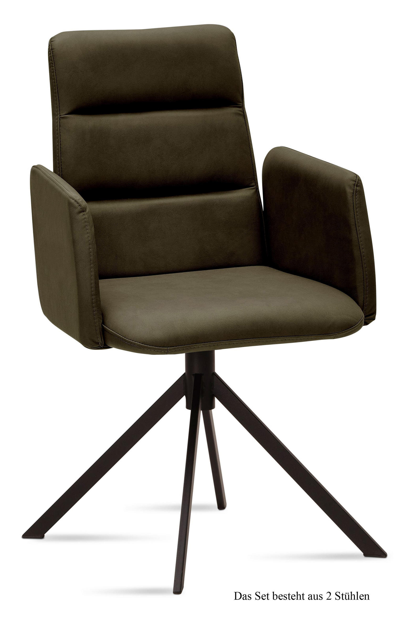ARMLEHNSTUHL (2er-Set) Duana 52x92x60 Schwarz/Khaki - Dunkelgrün/Schwarz, Kunststoff (60/92/52cm) - 58aufmkessel