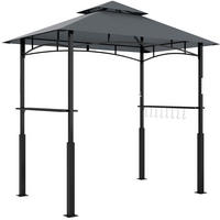 GRILLPAVILLON 243/148/248 cm dunkelgrau aus Metall mit LED - Dunkelgrau, Metall (243/248/148cm) - OKWISH