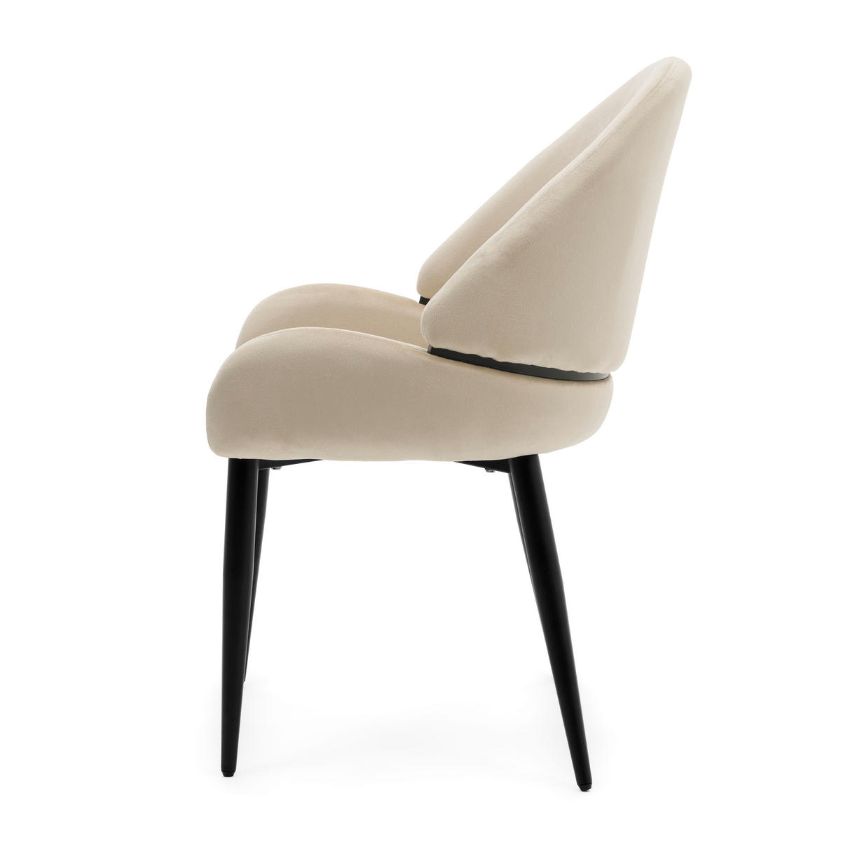 STUHL BERGAMO gepolsterter mit Steppung - beige - Samt Velour - Beige/Schwarz, Textil/Metall (56/91/61cm) - NEW HOME