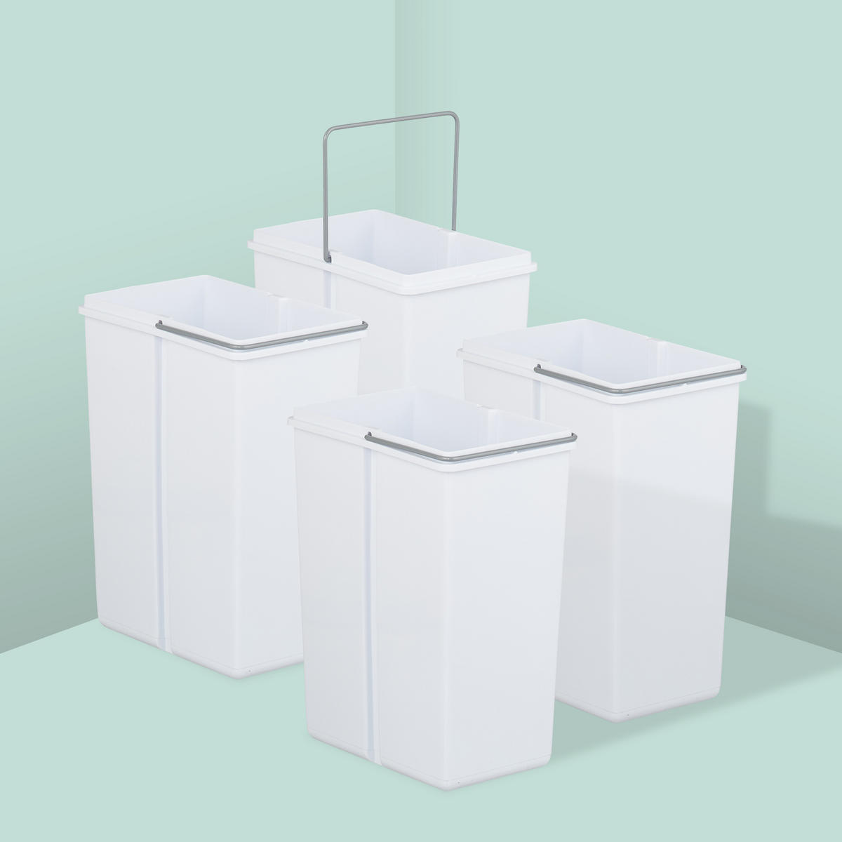 EINBAUMÜLLEIMER - Weiß, Kunststoff/Metall (34.3/35.1/48cm) - Relaxdays