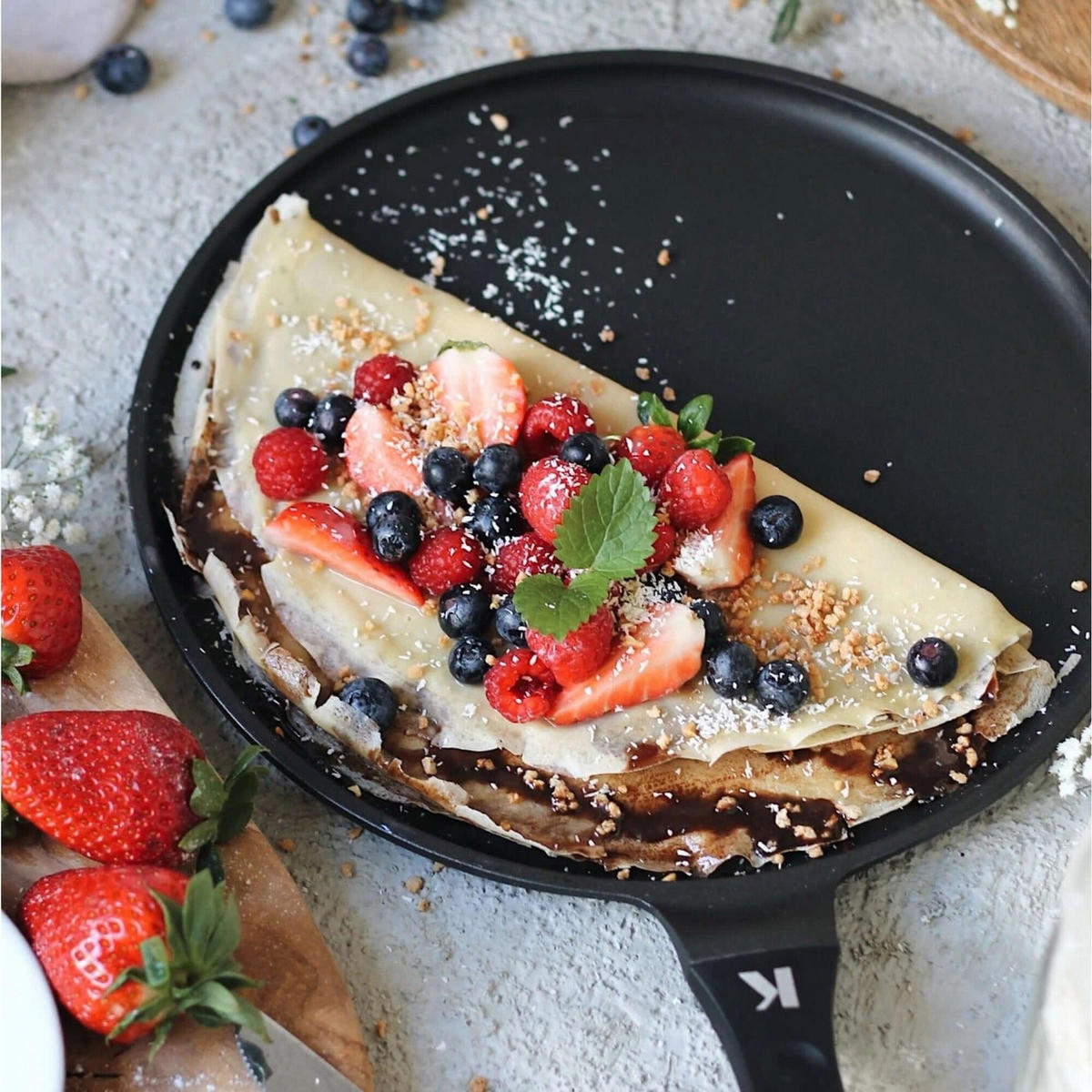 CREPE-PFANNE 28 cm Schwarz Induktion - Schwarz, Metall (28cm) - KLAMER