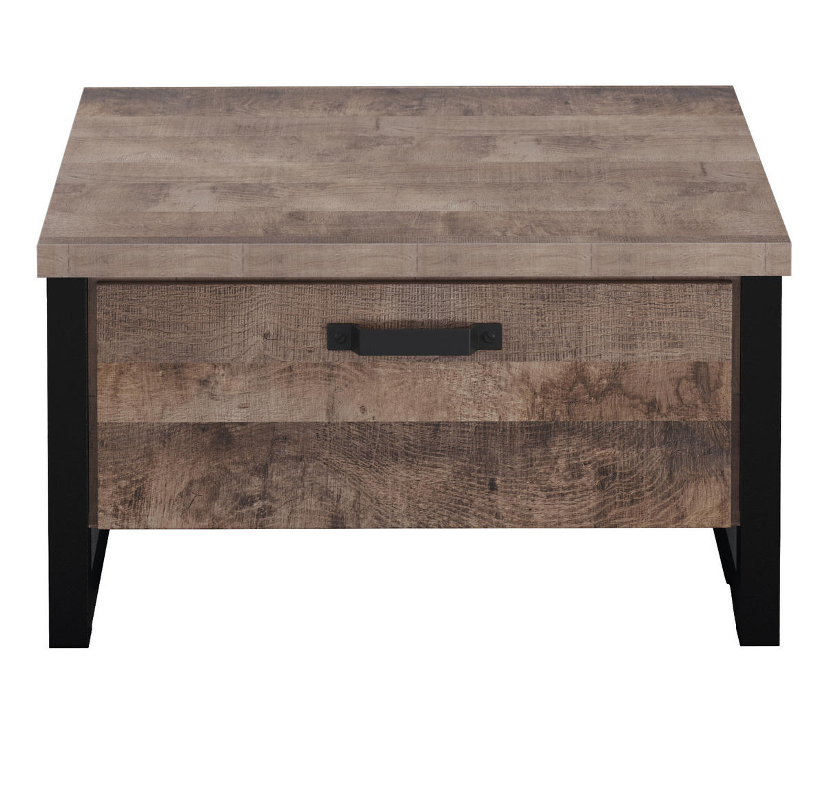 COUCHTISCH Eiche Tabak, schwarz 80 x 80 cm quadratisch, Beistelltisch mit 2x Schubkasten - Eichefarben/Schwarz, Holzwerkstoff/Kunststoff (80/80/45cm) - Top.Furn