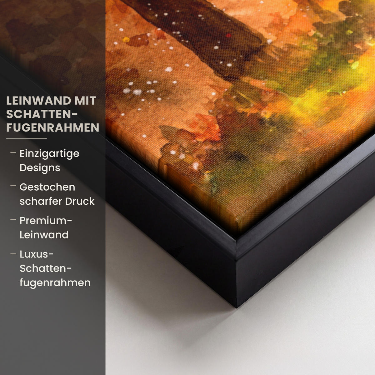 LEINWAND Bilder mit Rahmen - Natur - Ölfarbe - Hirsche - Tiere - Herbst - Orange - 50x50 - Orange, Textil (50/50cm) - MuchoWow