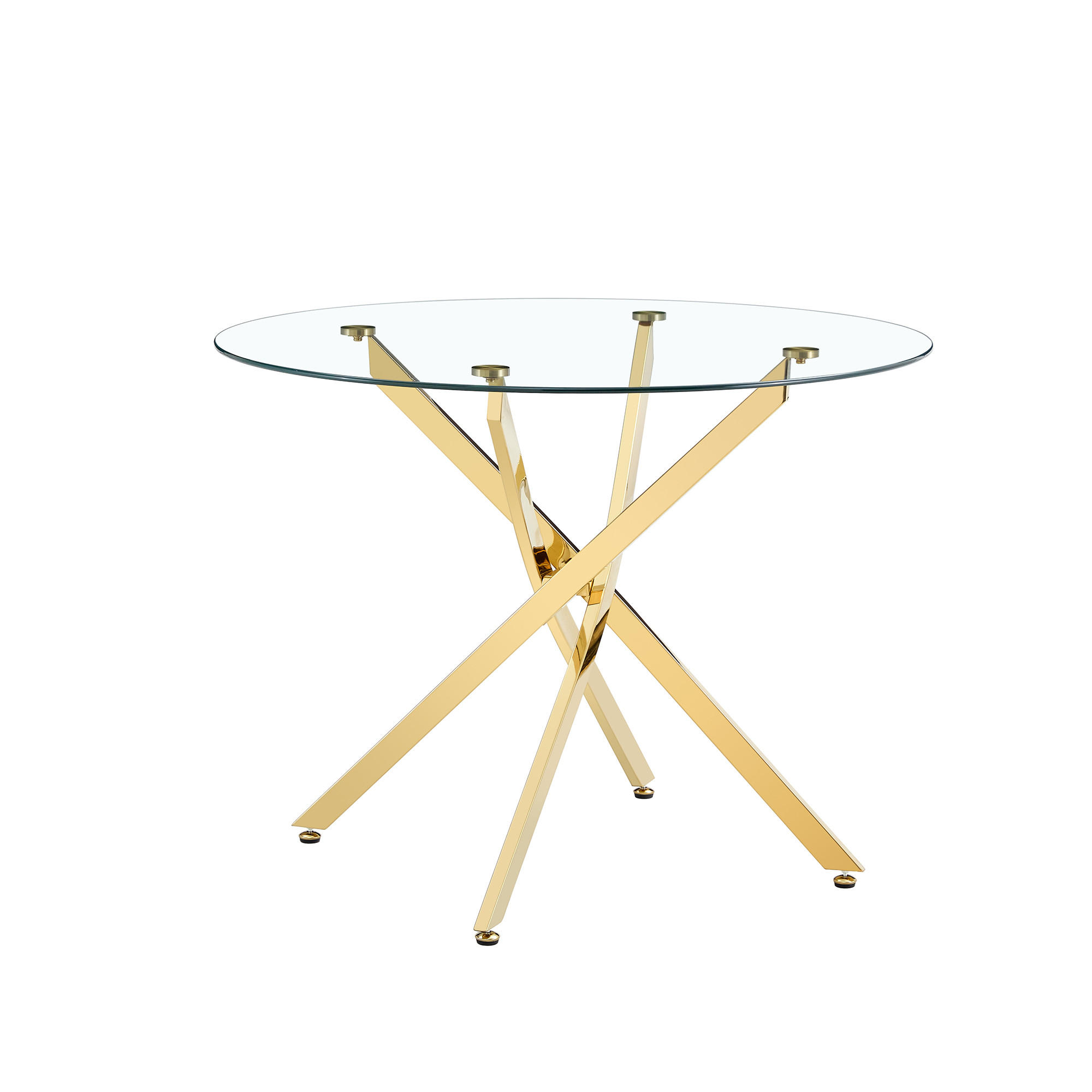 ESSTISCH runder mit goldenem Metallgestell 80/80/75 cm - Goldfarben, Metall (88/88/75cm) - Oxeza