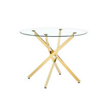 ESSTISCH runder mit goldenem Metallgestell 80/80/75 cm - Goldfarben, Metall (88/88/75cm) - Oxeza