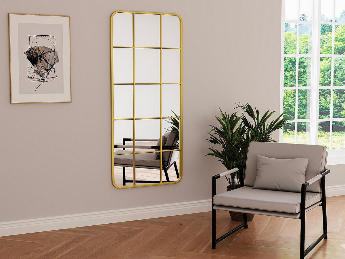 SPIEGEL Fenster-Optik - 60 x 140 cm - Metall - Goldfarben - SCIARA - Goldfarben, Metall (60/140/3cm) - Vente-Unique