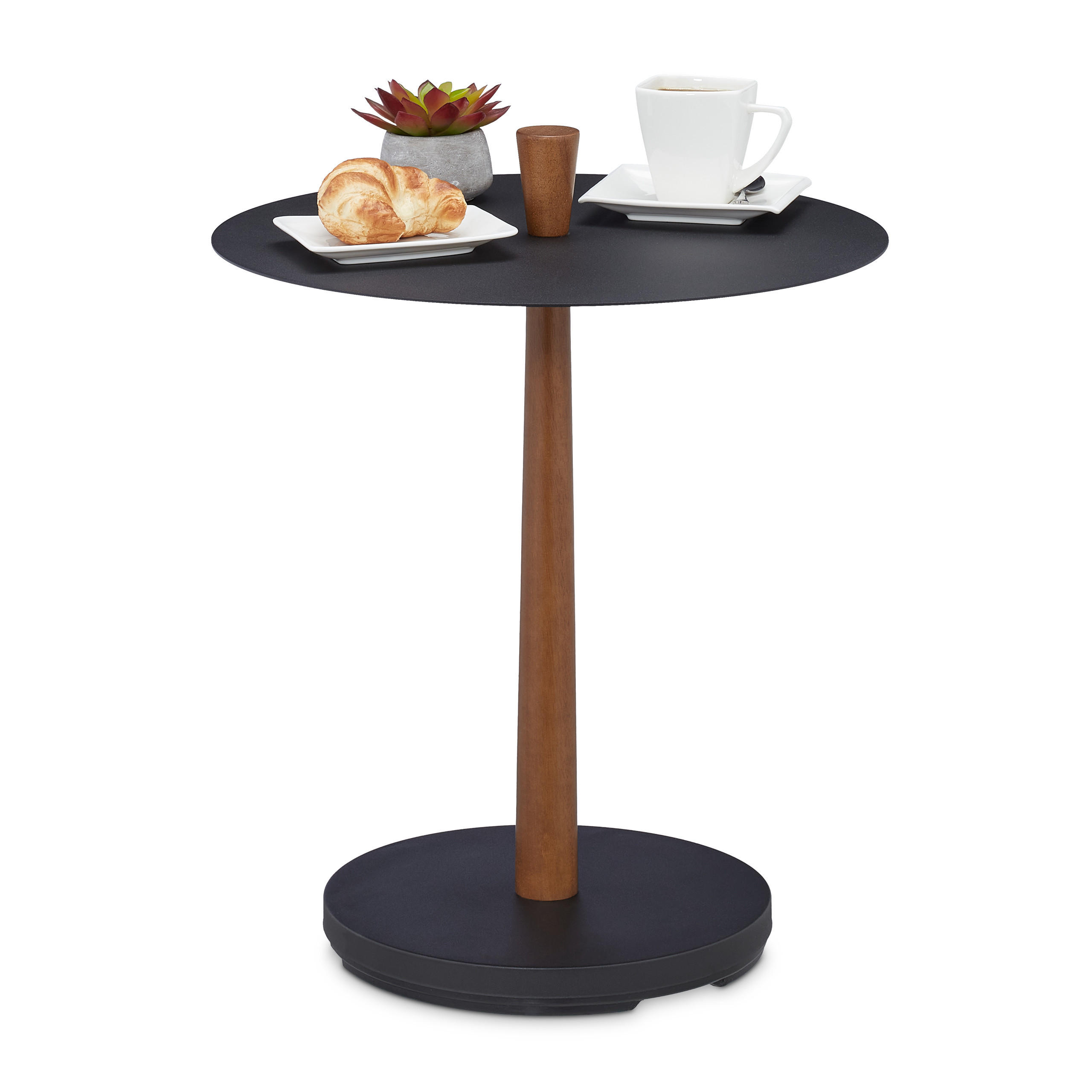 BEISTELLTISCH - Schwarz, Holz/Metall (45/45/56cm) - Relaxdays