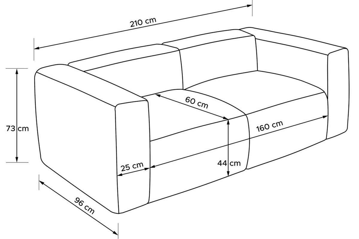 2-SITZER-MODULSOFA BUFFO mit extrem weicher und bequemer Sitzfläche, Kordstoff, gelb - Gelb, Textil (210/73/96cm) - KONSIMO®